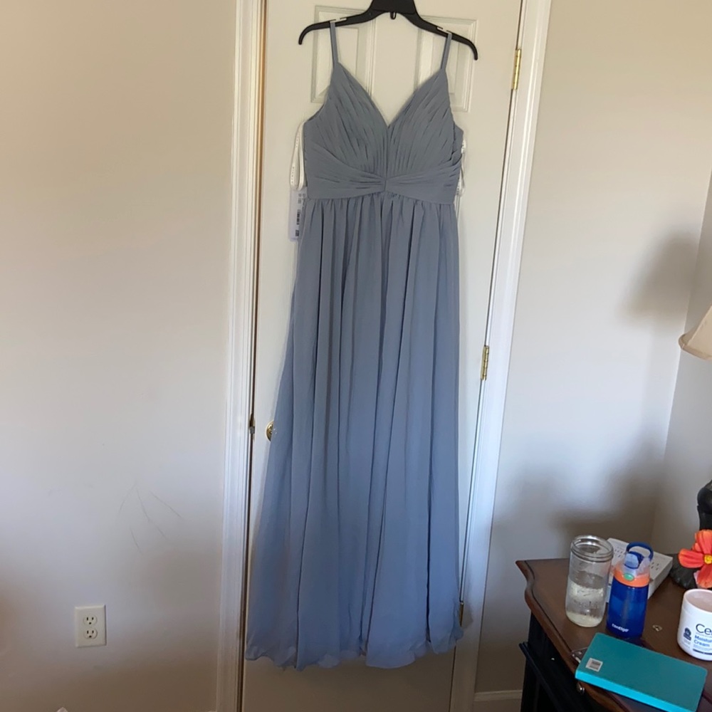 Dusty blue size 10 Azazie bridesmaid dress